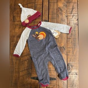 Thanksgiving football footie and hat set
